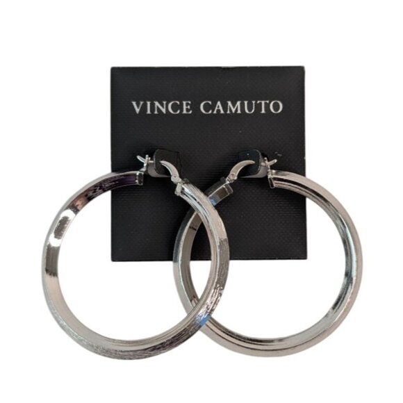 Vince Camuto Jewelry - Vince Camuto Silver-Tone Hoop Earrings Latch-Back Closure 2" Diameter New